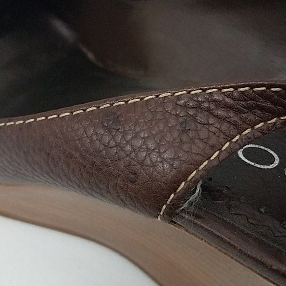 aldo sz 7 peep toe wedge sandels brown pebble - Picture 6 of 8